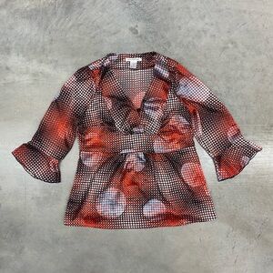 Moonlight Bay Red and Black Geometric Blouse